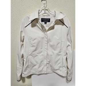 Towne Collection London Fog Jacket Womens Ivory Zip Up Long Sleeves Pocket Sze M